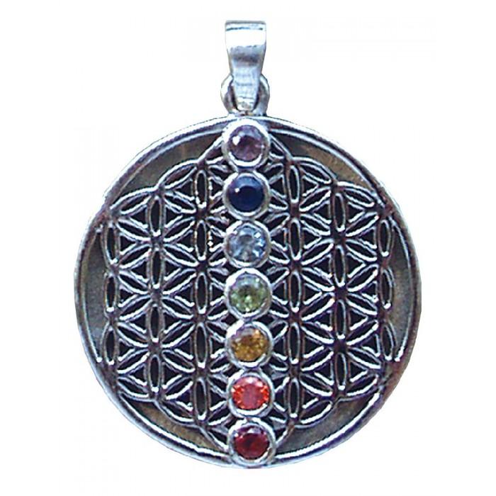 7 chakras pendentif fleur de vie