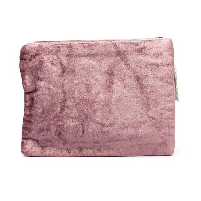 Pochette zippée en velours vieux rose avec Fleur de Vie #1