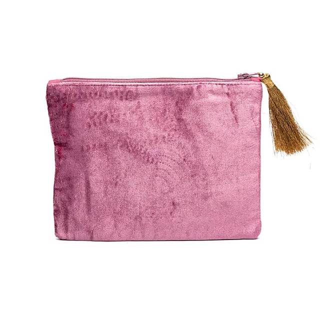 Pochette zippée en velours violet avec arc-en-ciel #1